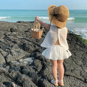 Girls 2024 Summer Clothing Sets Hollow Lace Suit Baby Casual Sleeveless T-shirt+Shorts Kids Clothing Sets Baby Clothes Outfits - Image 3