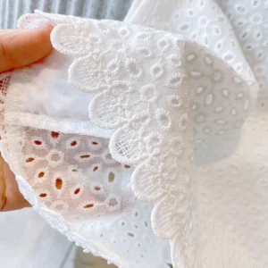 Girls 2024 Summer Clothing Sets Hollow Lace Suit Baby Casual Sleeveless T-shirt+Shorts Kids Clothing Sets Baby Clothes Outfits - Image 6