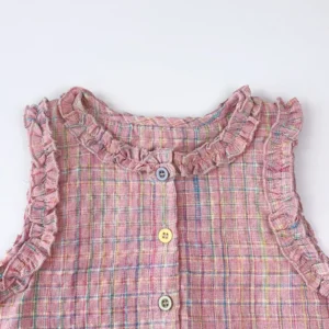 Pink Girl's Summer Two-piece Set with Single Breasted Sleeveless Top and Casual Pants, New Children's Sets Kids Clothes - Image 3