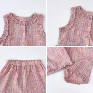 Pink Girl's Summer Two-piece Set with Single Breasted Sleeveless Top and Casual Pants, New Children's Sets Kids Clothes - Image 4