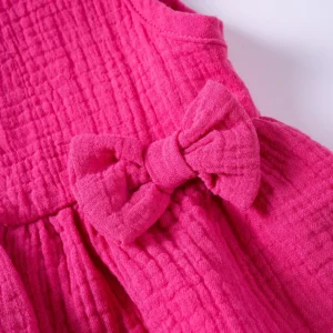 Toddler Girls Muslin Cotton Suits Solid Color Bow Vest+Shorts 2pcs Clothes Sets Sleeveless Cute Casual Baby Girls Outfits - Image 3
